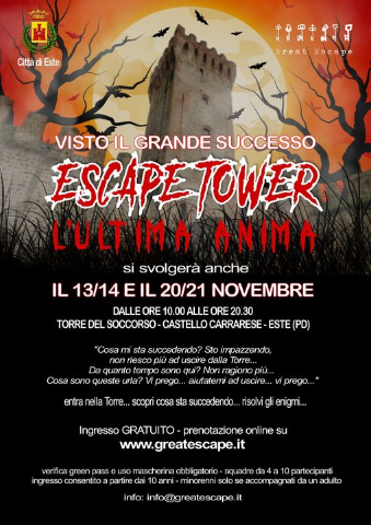 Torna Escape Tower "L'ultima anima" - 13/14 e 20/21 novembre 